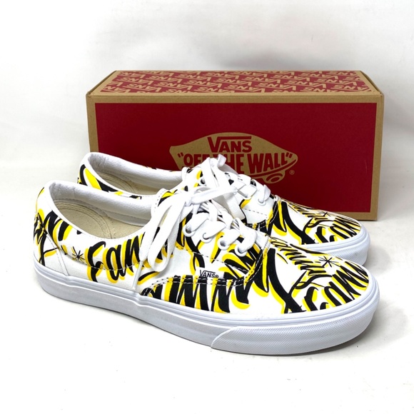 VANS Era Family Shoes Yellow White Canvas Sneakers Low Men Size Custom ALSU01260 - Picture 6 of 11